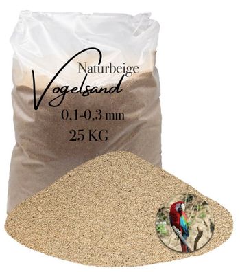 Vogelsand Naturbeige 0,1-0,3 mm - 25 kg staubfrei & ohne Grit