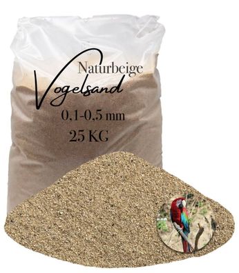 Vogelsand Naturbeige 0,1-0,5 mm - 25 kg ohne Anis & Grit