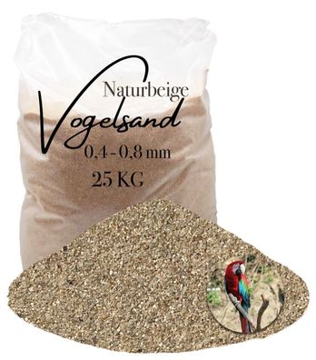 Vogelsand Naturbeige 0,4-0,8 mm - 25 kg für Papageien & Volieren