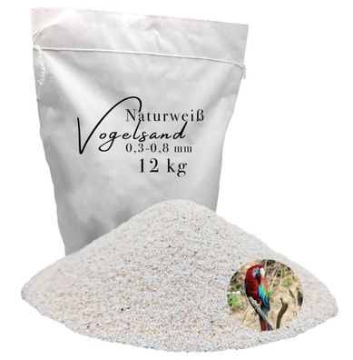 Vogelsand Weiß 0,3-0,8 mm - 12 kg für Volieren, Federpflege & Badezonen