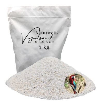 Vogelsand Weiß 0,3-0,8 mm - 5 kg für Käfige & tägliche Sandbäder