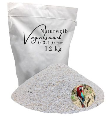 Vogelsand Weiß 0,3-1,0 mm 12 kg - keimfreier Quarzsand zur natürlichen Gefiederpflege
