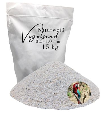Vogelsand Weiß 0,3-1,0 mm 15 kg - reiner Quarzsand ohne Grit für Federpflege & Hygien