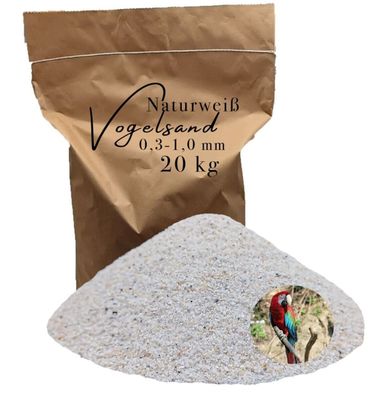 Vogelsand Weiß 0,3-1,0 mm 20 kg - feiner Quarzsand ohne Zusatzstoffe zur Federpflege