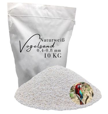 Vogelsand weiß 0,4-0,8 mm 10 kg - staubfreier Quarzsand für Ziervögel