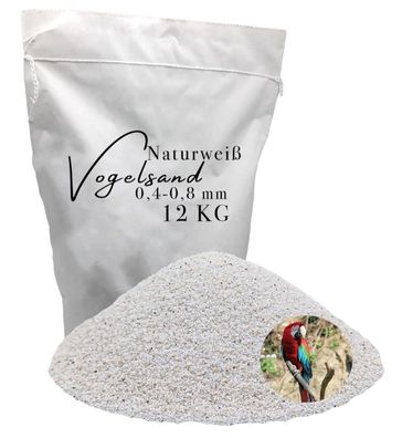 Vogelsand weiß 0,4-0,8 mm 12 kg - naturbelassener Quarzsand für tägliches Federbad