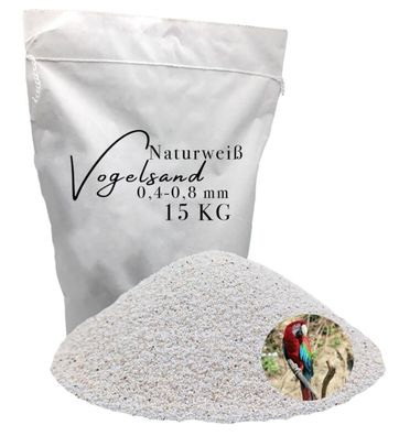 Vogelsand weiß 0,4-0,8 mm 15 kg - naturreiner Quarzsand für artgerechte Gefiederpfleg