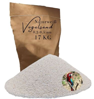 Vogelsand Weiß 17 kg - 0,2-0,5 mm feinkörnig, trocken & frei von Zusatzstoffen