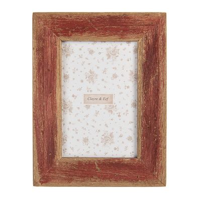 Clayre & Eef Bilderrahmen 10x15 cm Braun Rot Holz (Gr. 16x2x21 cm / 10x15 cm)