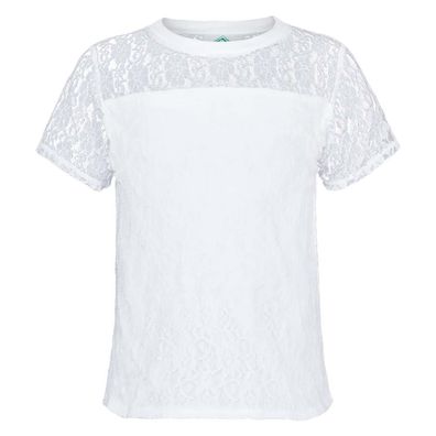 Kinder T-Shirt mit Spitze weiß - Größe: 134