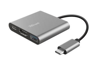 Trust Dalyx 3-in-1 Multiport USB-C Dockingstation Grau