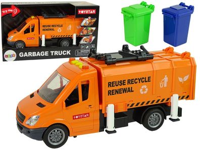 Müllwagen mit Friktionsantrieb Soundeffekten Orange