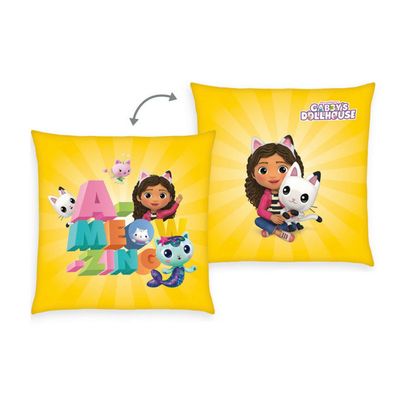 Gabbys Dollhouse - Dekokissen gelb Kinderzimmer Schadstofffrei Öko-Tex Kinder