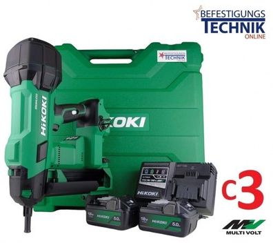Hikoki Akku Betonnagler NC1840DAWQZ 15-40mm 2x5,0Ah für Betonnägel C3 Spit Pulsa Tjep