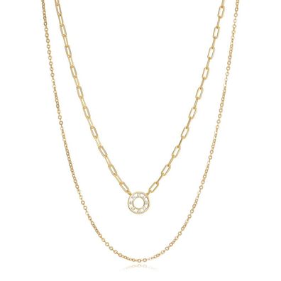 Dvojitý pozlacený náhrdelník Elegant 13037C100-36