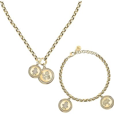 Exclusive gold-plated jewelry set Love S0R29 (necklace + bracelet)