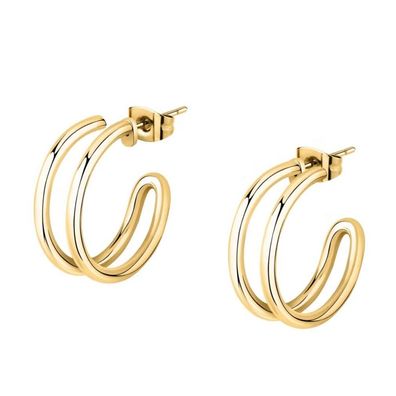 Minimalist gold-plated hoop earrings Creole SAVN07 - Diameter: 2 cm