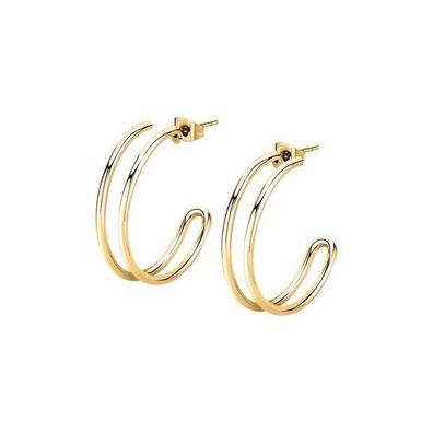 Minimalist gold-plated hoop earrings Creole SAVN07 - Diameter: 3 cm