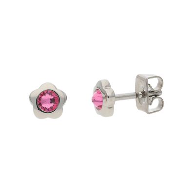 Boccia Ohrstecker Kinder 05094-02 Blume, Swarovski Kristalle, Titan, Rosa, Klein