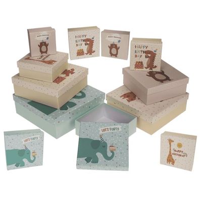 OOTB Mehrfarbige Geschenkkartonage Geburtstags-Tiere
