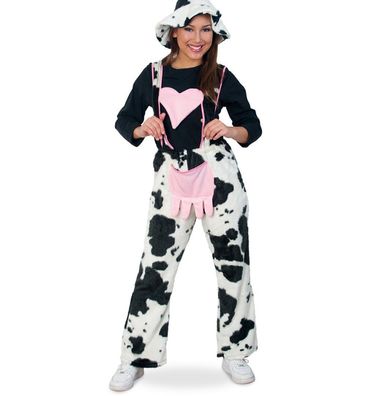 narrenwelt Kuh Hose mit Herz und Euter Kuhhose Latzhose Bayern schwarz/weiß M-XXXL