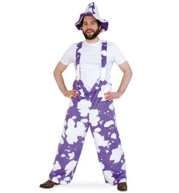 narrenwelt Kuh Hose Plüsch lila/weiß lange Kuhhose Latzhose Bayern Gaudi Fest im Okto