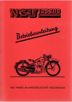 Betriebsanleitung NSU 125 ZDB, Motorrad, Zweirad, Oldtimer