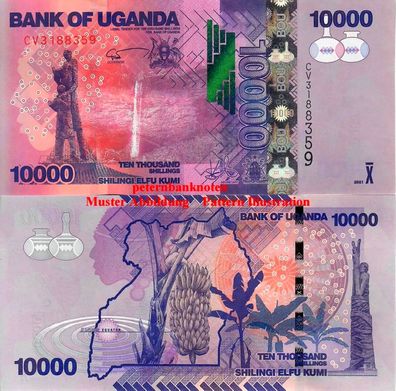 Uganda 10000 Shillings 2021 Unc. P New #6528#