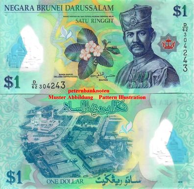 Brunei 1 Ringgit 2011/19#Unc P 35 Polymer 6155#