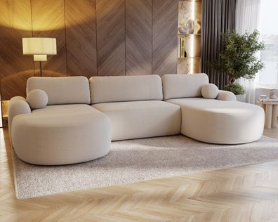 Wohnlandschaft XXL Luxkor24 Ecksofa Elegant Sofa Schlafsofa mit Schlaffunktion - DION