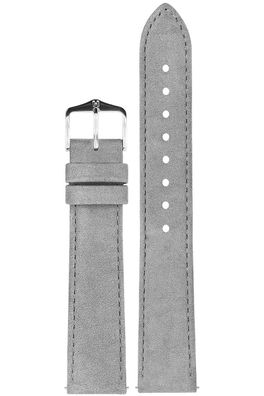 Hirsch Lederarmband für Uhren Osiris Nubuk M 20 mm Grau 03433130-2-20