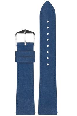 Hirsch Leder-Armband für Uhren Osiris Nubuk M 18 mm Dunkelblau 03433180-2-18
