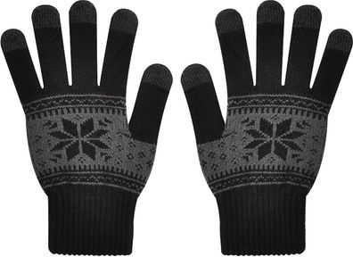 Universal Touchscreen Gloves 5 Finger Tips, black-grey
