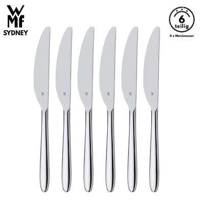 WMF Sydney Menümesser B-Ware 6-tlg Cromargan®, Tafelmesser, Messer, Besteck