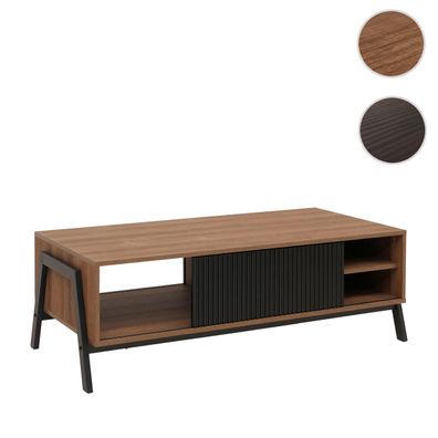 Couchtisch HWC-O40, Sofatisch, Staufächer Schiebetür MDF Metall Melamin 42x120x60cm