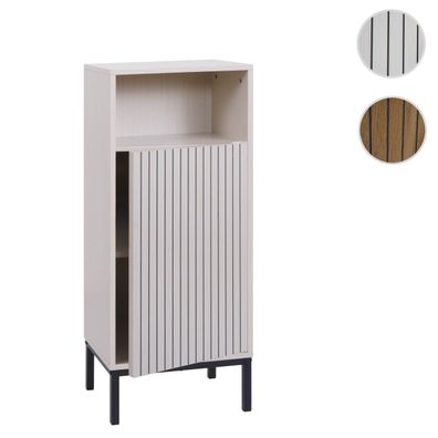 Kommode HWC-O42, Badschrank Schrank 1 Tür, 3 Staufächer, MDF Melamin 98x39x30cm