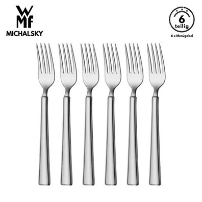 6 WMF Michalsky Menügabel B-Ware Cromargan Gabel Besteck set Tafelgabel Gabeln
