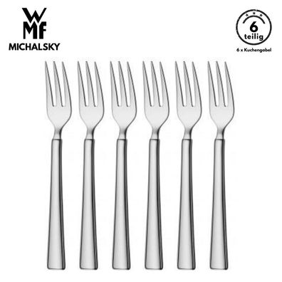 WMF Michalsky Kuchengabel B-Ware 6-tlg, Cromargan®, Gabel, Tafelgabeln, Besteck