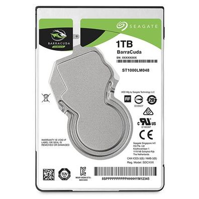 Seagate Barracuda 1TB HDD SATA 6Gb/s 5400rpm 2,5 Zoll 7mm Höhe 128Mb Cache, Schwarz