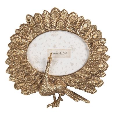 Clayre & Eef Bilderrahmen 10x8 cm Goldfarbig Kunststoff (Gr. 17x3x16 cm / 10x8 cm)