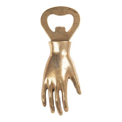 Clayre & Eef Flaschenöffner Hand 11x3x4 cm Goldfarbig Metall (Gr. 11x2x4 cm)