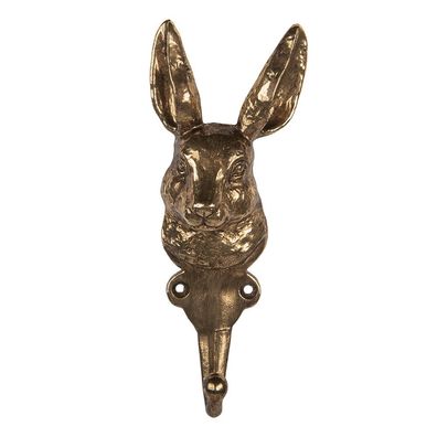 Clayre & Eef Wandhaken Kaninchen 7x4x18 cm Goldfarbig Metall (Gr. 7x4x18 cm)