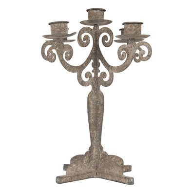 Clayre & Eef Kerzenständer 21x21x26 cm Grau Metall (Gr. 21x21x26 cm)