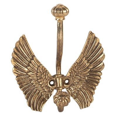 Clayre & Eef Wandhaken Flügel 12x7x13 cm Goldfarbig Metall (Gr. 12x6x13 cm)