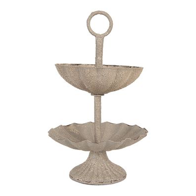 Clayre & Eef Etagere Ø 15x24 cm Grau Metall (Gr. Ø 15x24 cm)