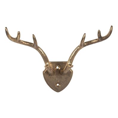 Clayre & Eef Wandhaken Hirsch 17x8x12 cm Goldfarbig Metall (Gr. 17x8x12 cm)