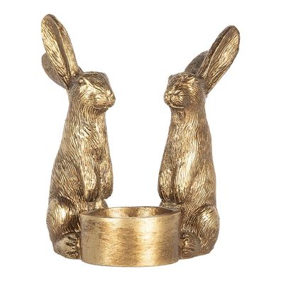 Clayre & Eef Dekorationsfigur Kaninchen 10x8x12 cm Goldfarbig Kunststoff