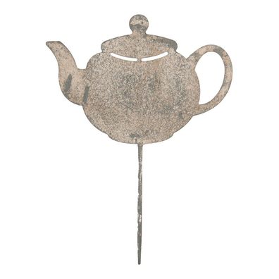 Clayre & Eef Gartenspieá Teekanne 26x1x35 cm Grau Metall (Gr. 26x1x35 cm)