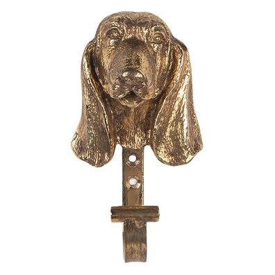Clayre & Eef Wandhaken Hund 7x5x13 cm Goldfarbig Metall (Gr. 7x5x13 cm)