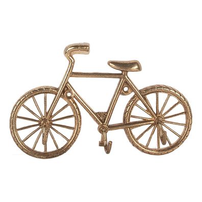 Clayre & Eef Wandgarderobe 3 Haken Fahrrad 19x4x12 cm Goldfarbig Metall